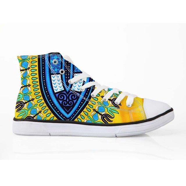 Cool Dashiki  Kente African Style  Men's High Top Canvas Shoes Lace-up - B&R African Styles