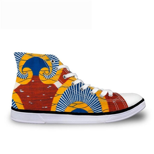 Cool Dashiki  Kente African Style  Men's High Top Canvas Shoes Lace-up - B&R African Styles