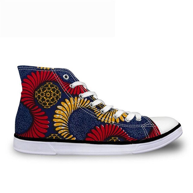 Cool Dashiki  Kente African Style  Men's High Top Canvas Shoes Lace-up - B&R African Styles