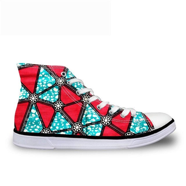 Cool Dashiki  Kente African Style  Men's High Top Canvas Shoes Lace-up - B&R African Styles