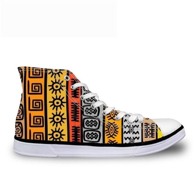 Cool Dashiki  Kente African Style  Men's High Top Canvas Shoes Lace-up - B&R African Styles