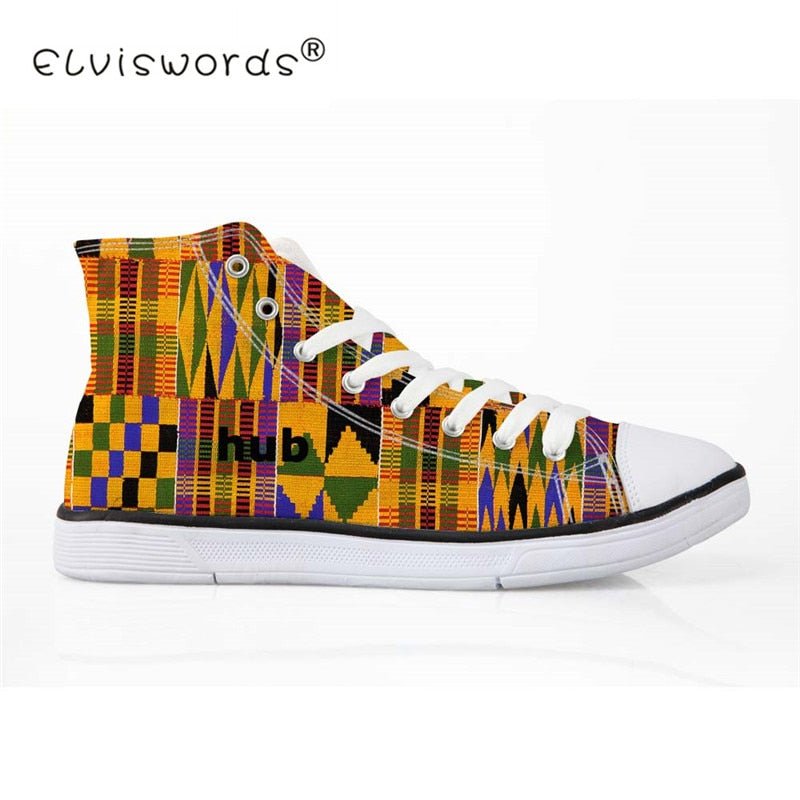 Cool Dashiki  Kente African Style  Men's High Top Canvas Shoes Lace-up - B&R African Styles