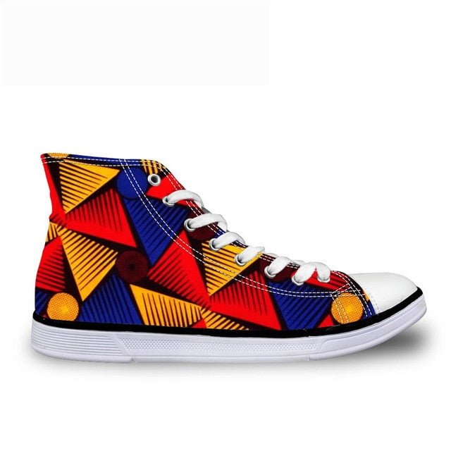 Cool Dashiki  Kente African Style  Men's High Top Canvas Shoes Lace-up - B&R African Styles