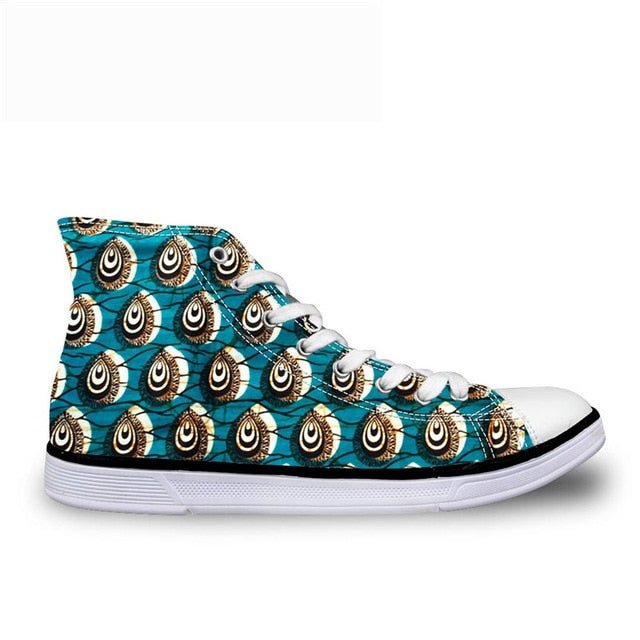 Cool Dashiki  Kente African Style  Men's High Top Canvas Shoes Lace-up - B&R African Styles