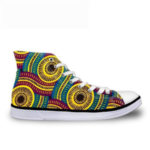 Cool Dashiki  Kente African Style  Men's High Top Canvas Shoes Lace-up - B&R African Styles