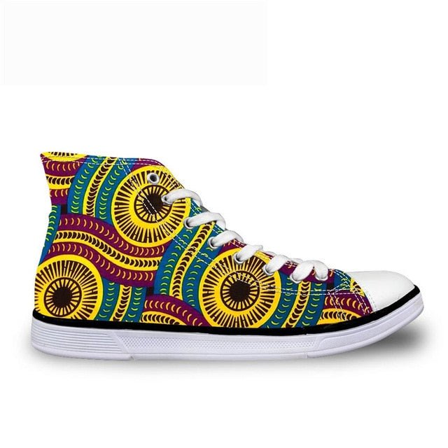 Cool Dashiki  Kente African Style  Men's High Top Canvas Shoes Lace-up - B&R African Styles