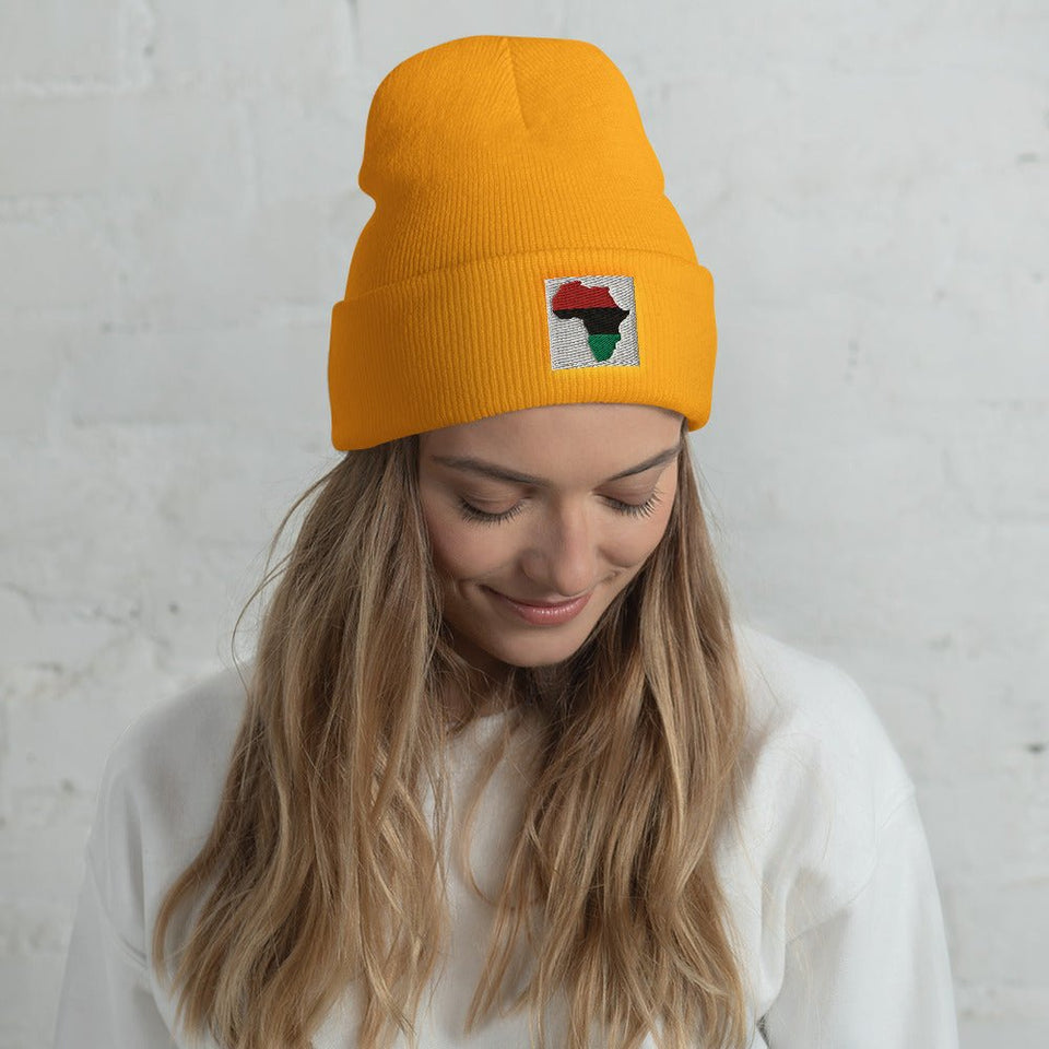 Cuffed Beanie: Africa Map