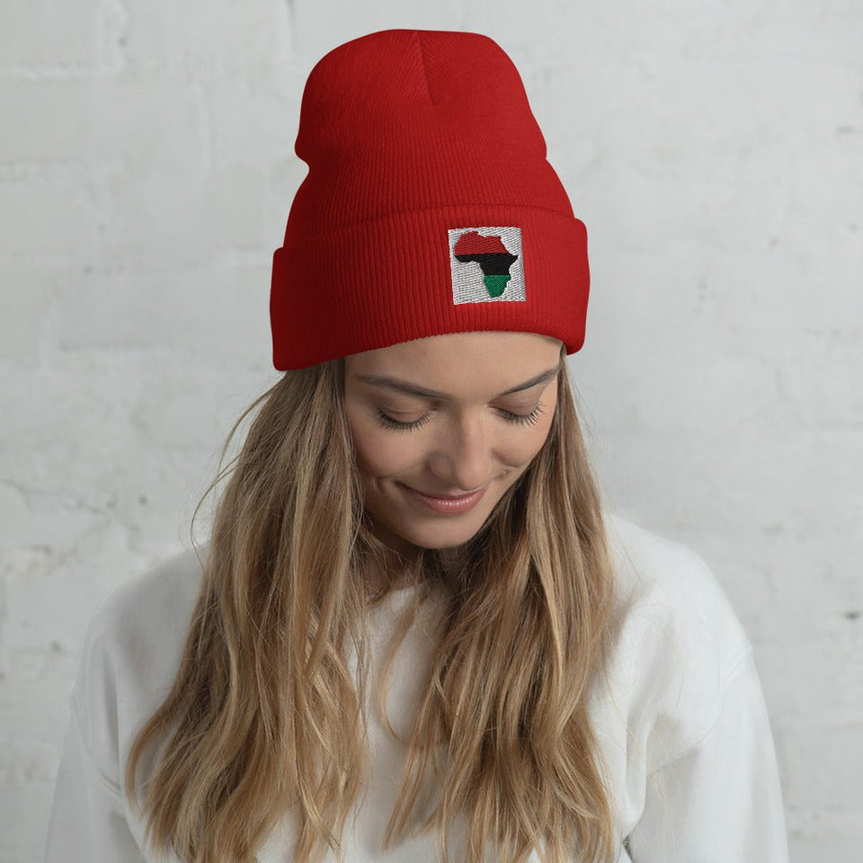Cuffed Beanie: Africa Map