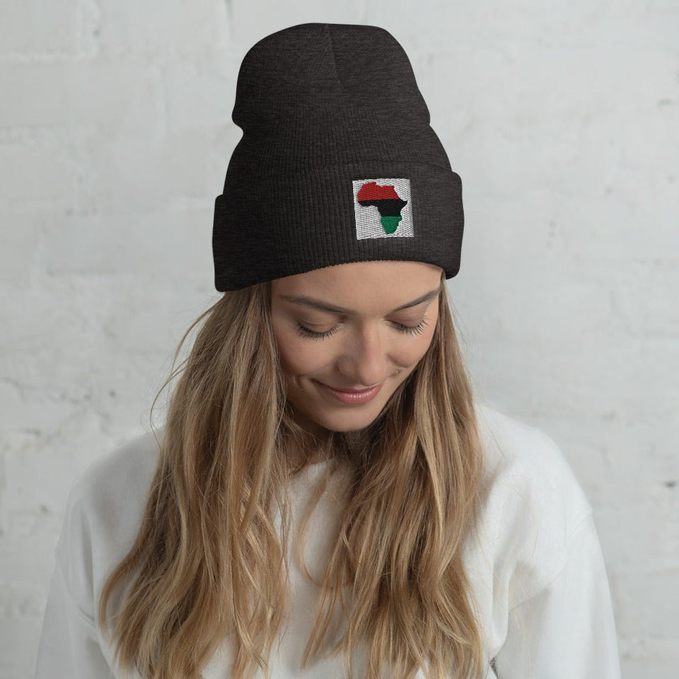 Cuffed Beanie: Africa Map