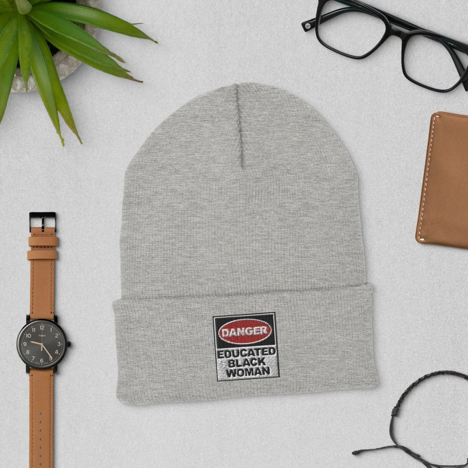 Cuffed Beanie: Danger Black and Educated