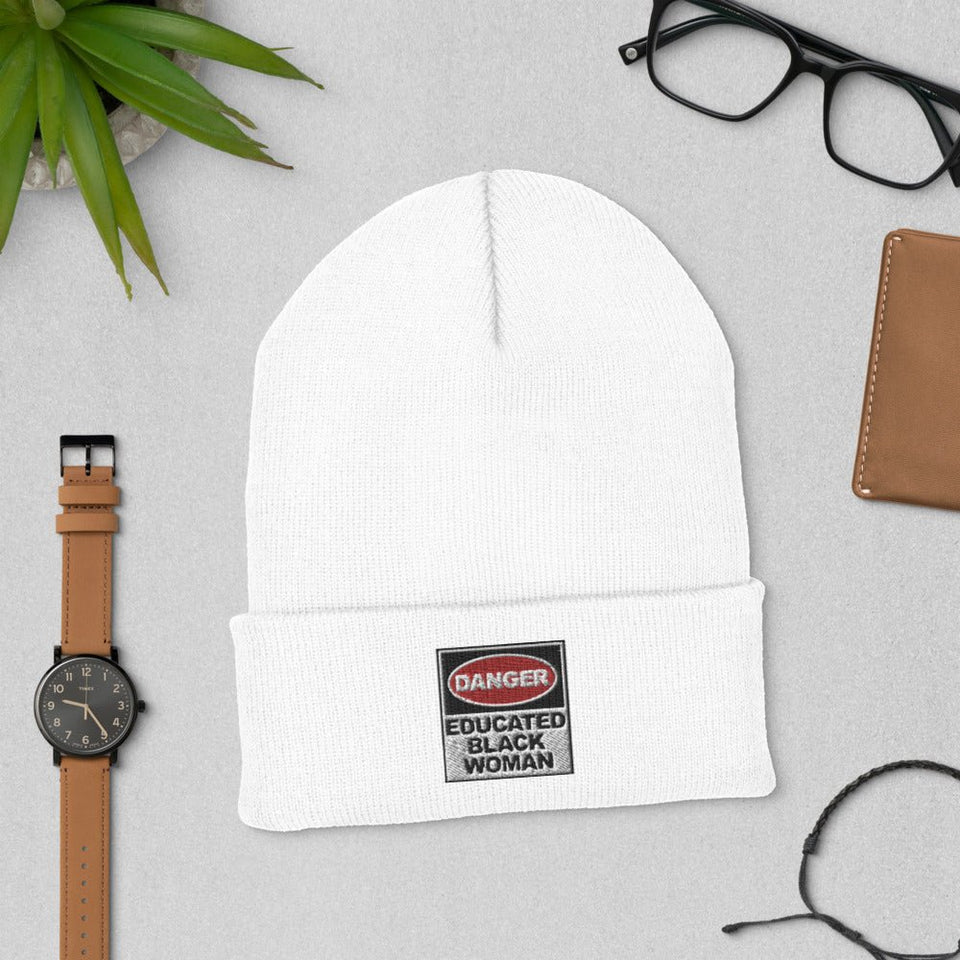 Cuffed Beanie: Danger Black and Educated