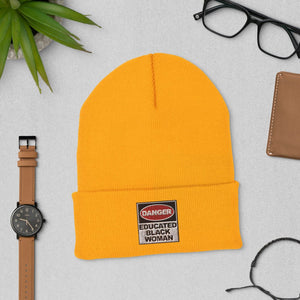 Cuffed Beanie: Danger Black and Educated