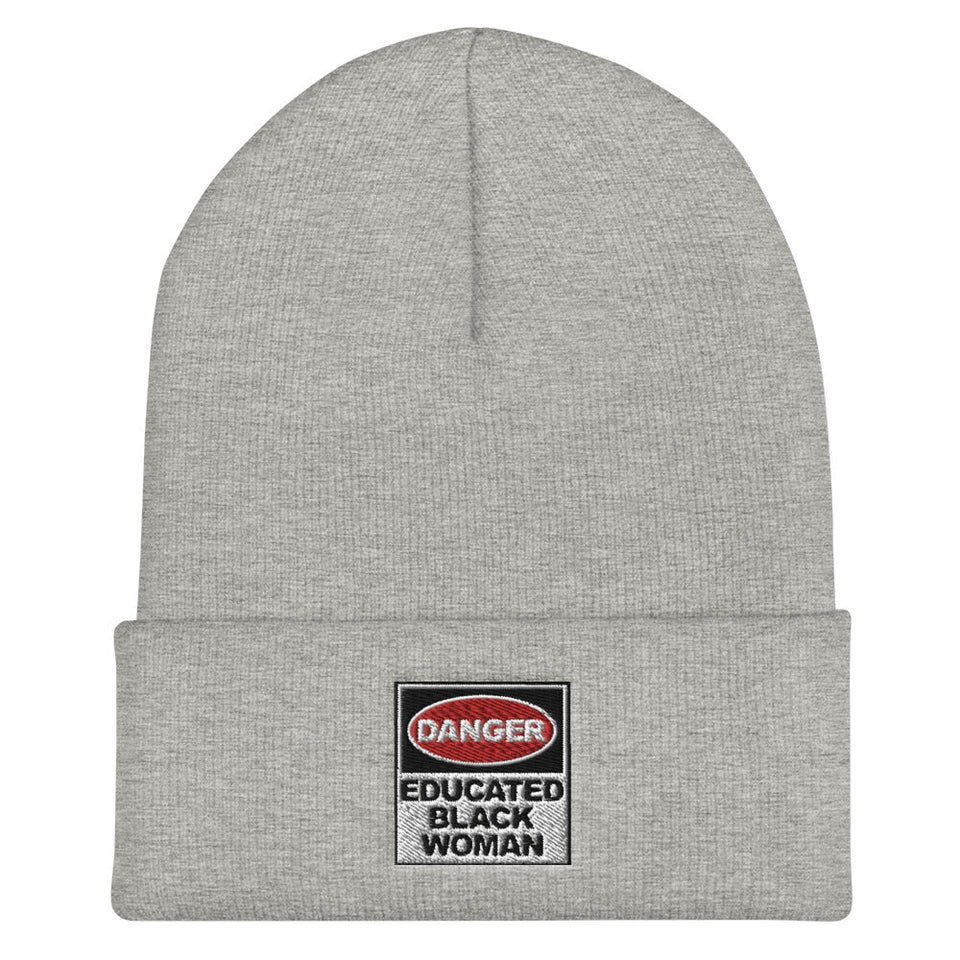 Danger Educated Black Woman Cuffed Beanie