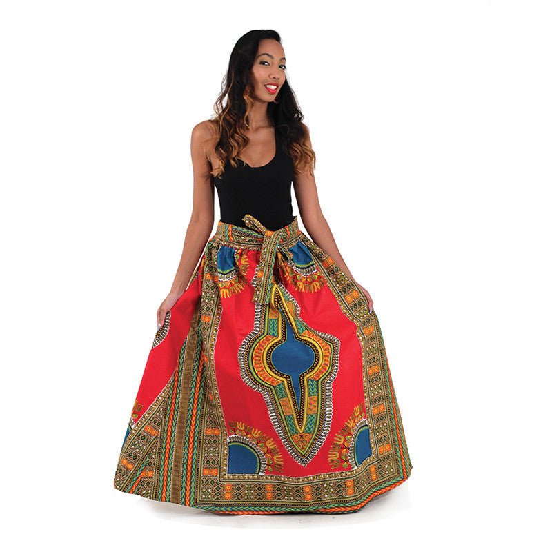 Fuchsia Elastic Skirt Traditional Dashiki Print - B&R African Styles