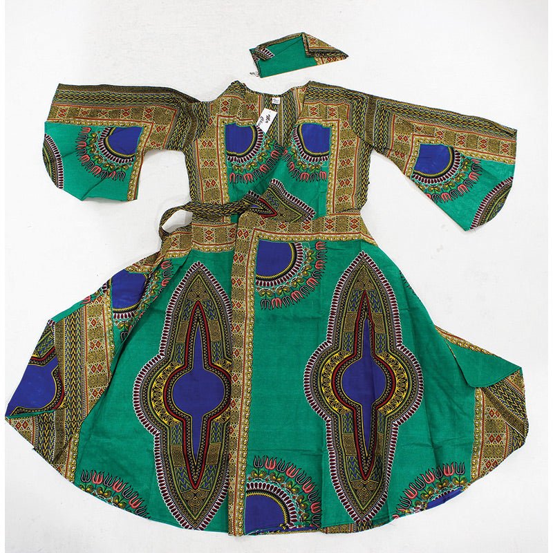 Green Print Wrap Dress - B&R African Styles