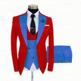 Jacquard Red Slim Suit Tux 3 Pieces - B&R African Styles