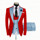 Jacquard Red Slim Suit Tux 3 Pieces - B&R African Styles