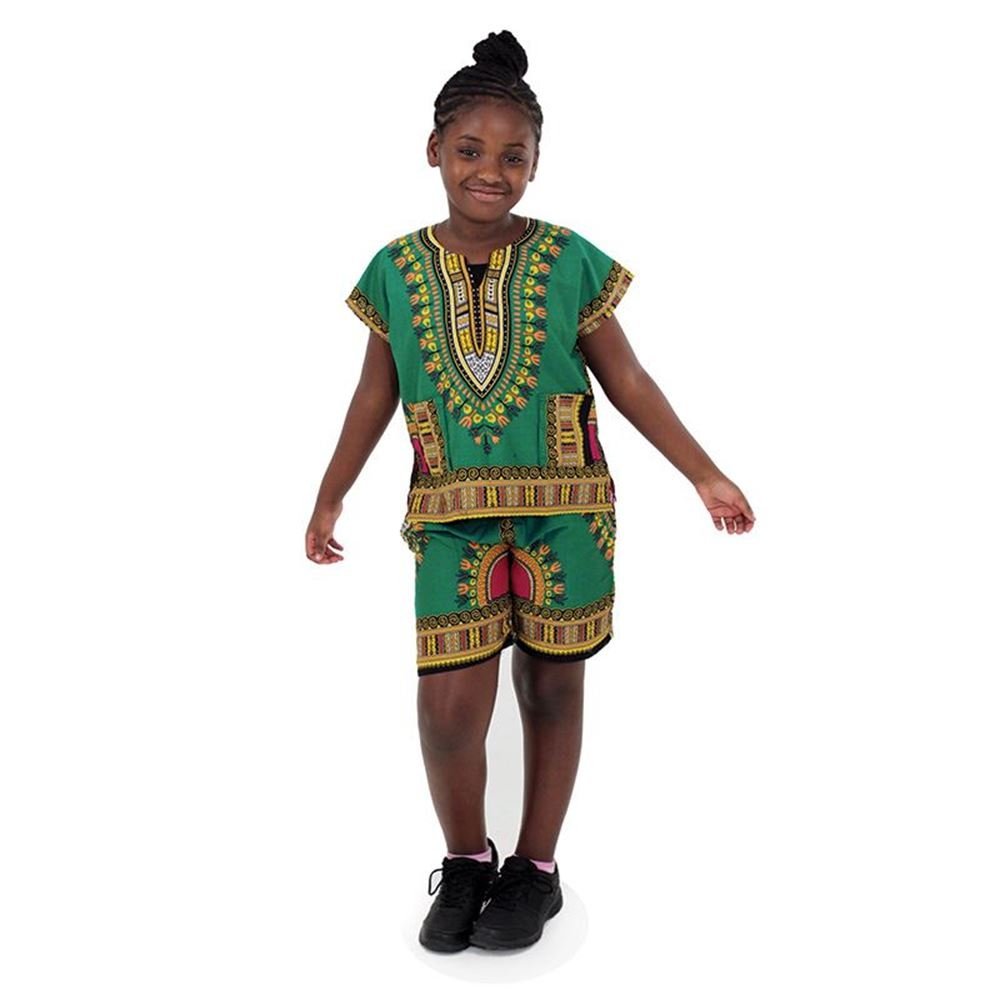 Kids Dashiki Set: Green - B&R African Styles