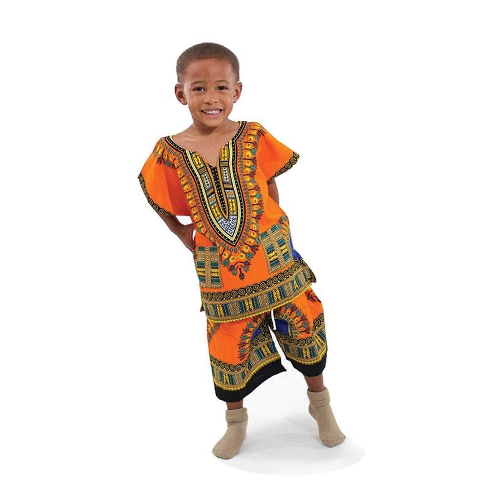 Kids Dashiki Set: Orange - B&R African Styles