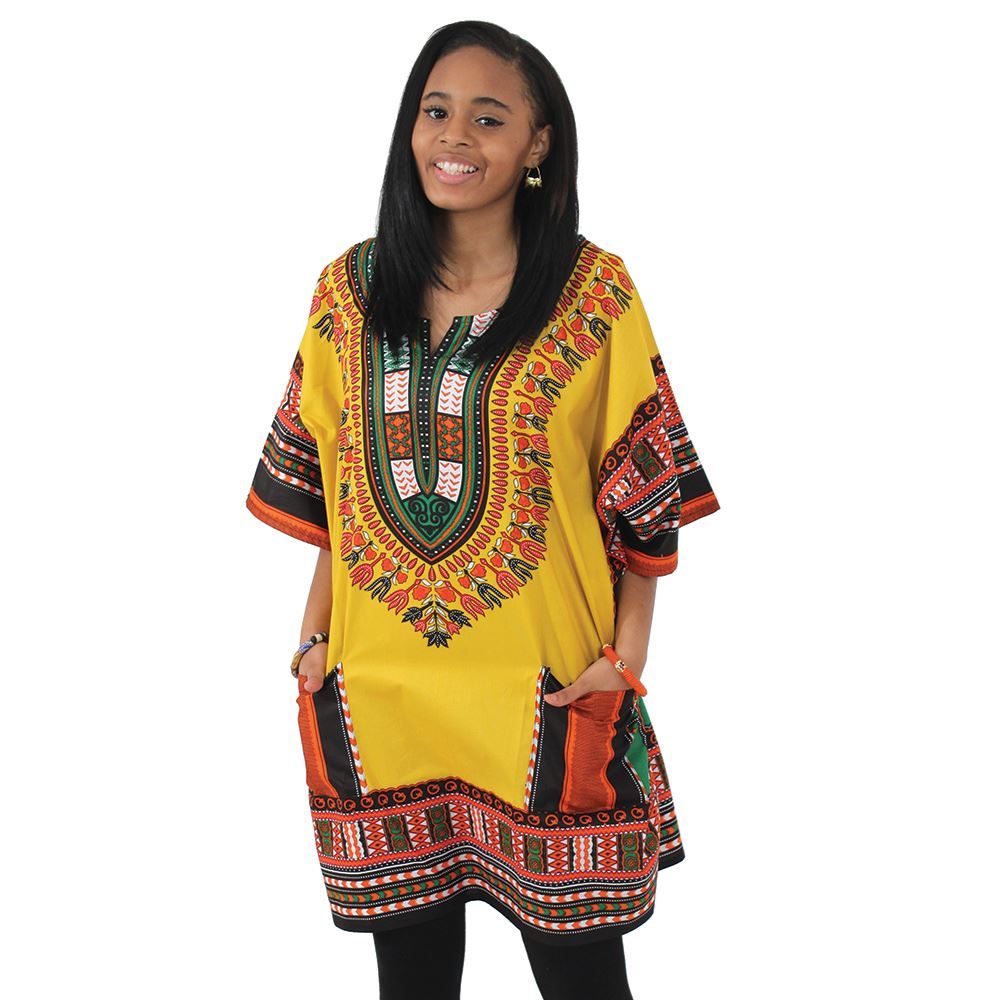 King-Sized Traditional Dashiki: Gold - B&R African Styles