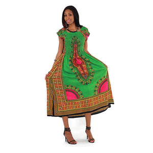 Lime Print Elegance Dress - B&R African Styles