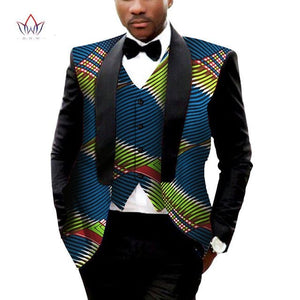 Men's Printed Dashiki Blazer Men Jacket + Vest Slim Suits - B&R African Styles