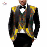 Men's Printed Dashiki Blazer Men Jacket + Vest Slim Suits - B&R African Styles