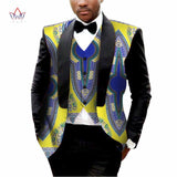 Men's Printed Dashiki Blazer Men Jacket + Vest Slim Suits - B&R African Styles