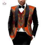 Men's Printed Dashiki Blazer Men Jacket + Vest Slim Suits - B&R African Styles