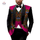 Men's Printed Dashiki Blazer Men Jacket + Vest Slim Suits - B&R African Styles