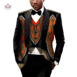 Men's Printed Dashiki Blazer Men Jacket + Vest Slim Suits - B&R African Styles