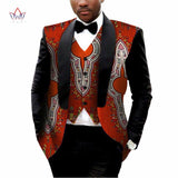 Men's Printed Dashiki Blazer Men Jacket + Vest Slim Suits - B&R African Styles