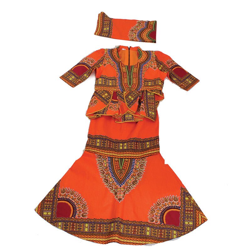 Orange (Size 16) Luxury Skirt Set - B&R African Styles