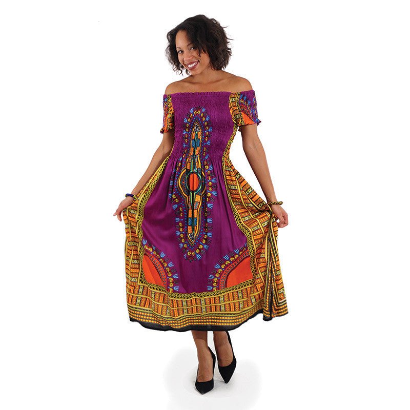 Purple Print Elegance Dress - B&R African Styles