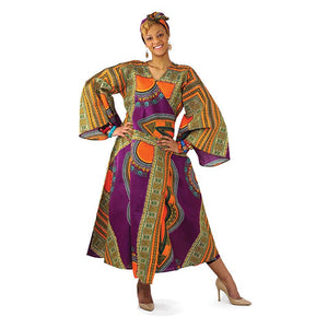 Purple Print Wrap Dress - B&R African Styles