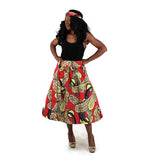 Red Feathers Print Skirt - B&R African Styles