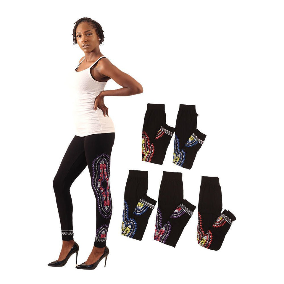 Set of 6 Assorted Traditional Print Leggings - B&R African Styles