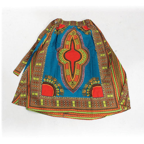 Teal Elastic Skirt Traditional Dashiki Print - B&R African Styles