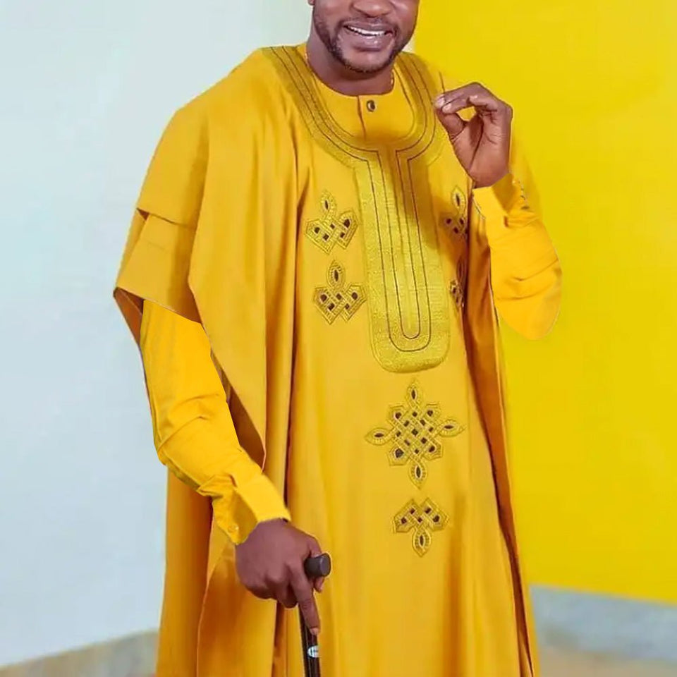 TRADITIONAL 3PCS ANKARA AGBADA EMBROIDERED BOUBOU - B&R African Styles