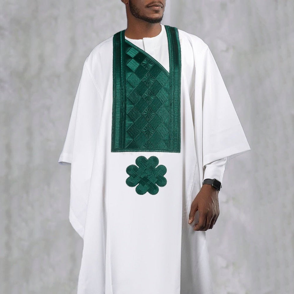 Traditional 3pcs Ankara Agbada Embroidered Boubou - B&R African Styles