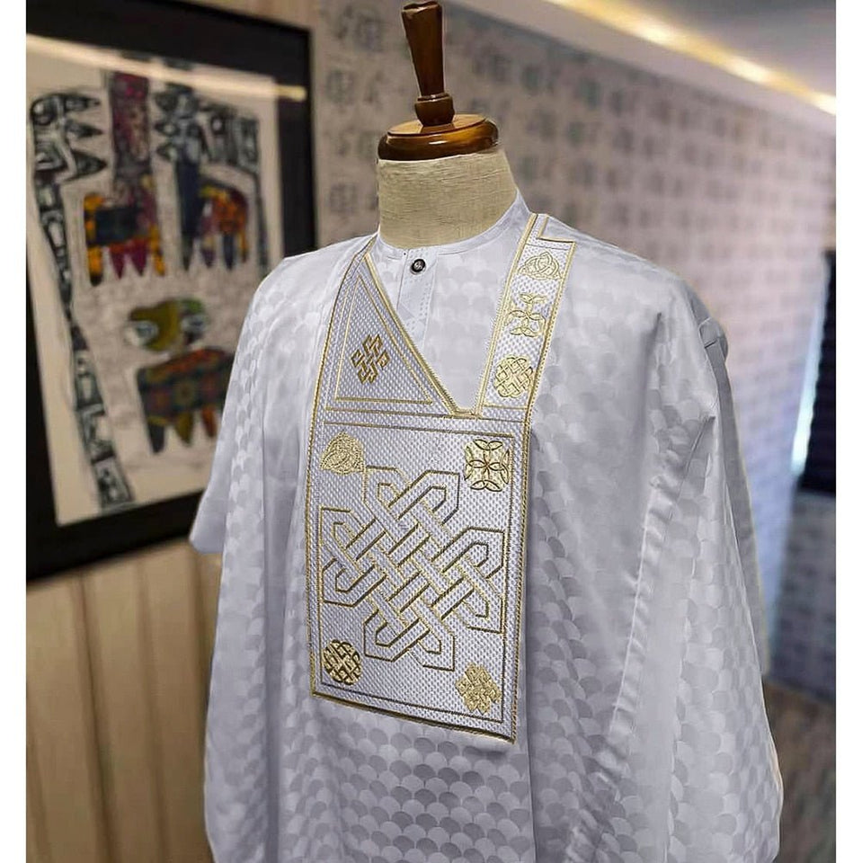 Traditional 3pcs Ankara Agbada Embroidered Boubou - B&R African Styles