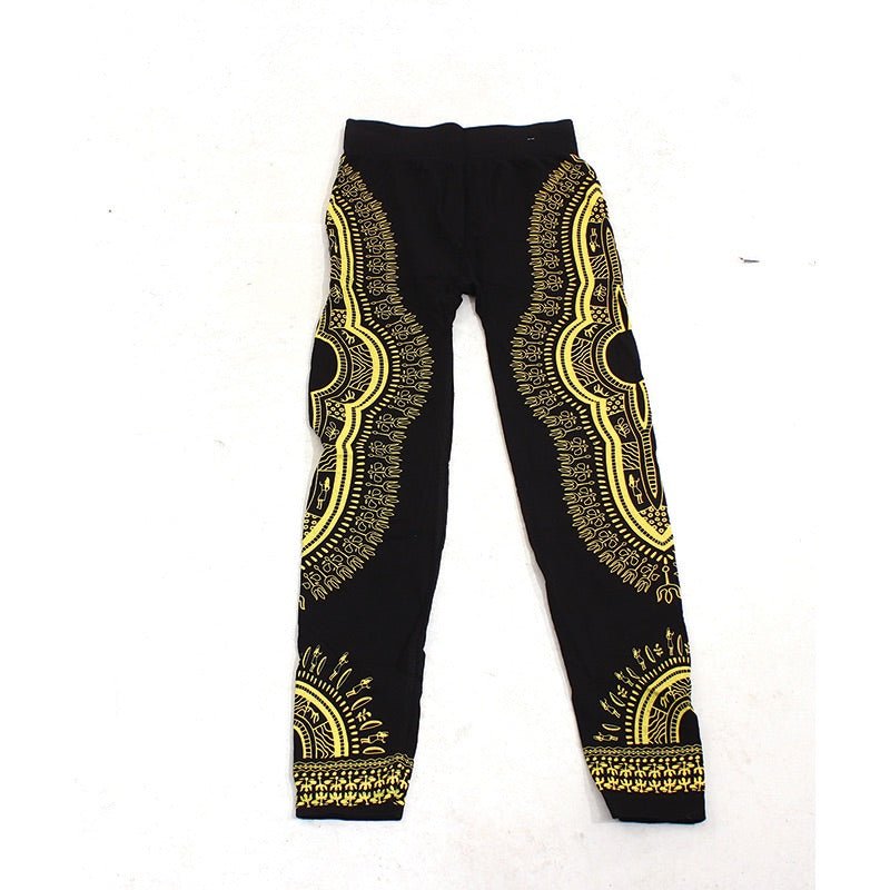 Traditional Dashiki Black Leggings: Black/Yellow - B&R African Styles