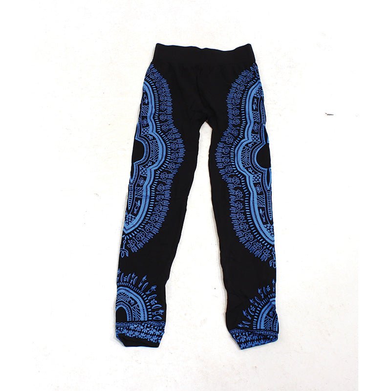 Traditional Dashiki Black Leggings: Blue - B&R African Styles