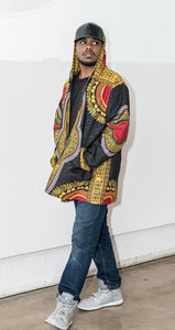 Traditional Dashiki Hoodie: Black - B&R African Styles