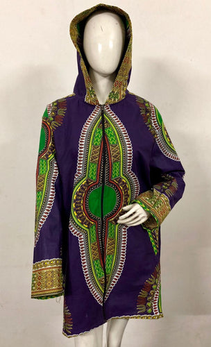Traditional Dashiki Hoodie: Purple - B&R African Styles