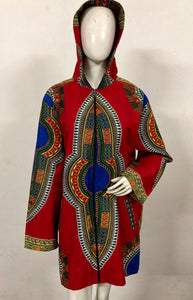 Traditional Dashiki Hoodie: Red - B&R African Styles
