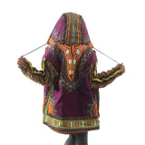 Traditional Dashiki Hoodie: Unisex Purple Reversible / Denim Jacket - B&R African Styles