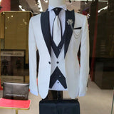 WEDDING / SPECIAL OCCASIONS WHITE SLIM SUIT FOR MEN 3 PIECES BLAZER JACKET