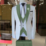 WEDDING / SPECIAL OCCASIONS WHITE SLIM SUIT FOR MEN 3 PIECES BLAZER JACKET