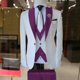 WEDDING / SPECIAL OCCASIONS WHITE SLIM SUIT FOR MEN 3 PIECES BLAZER JACKET